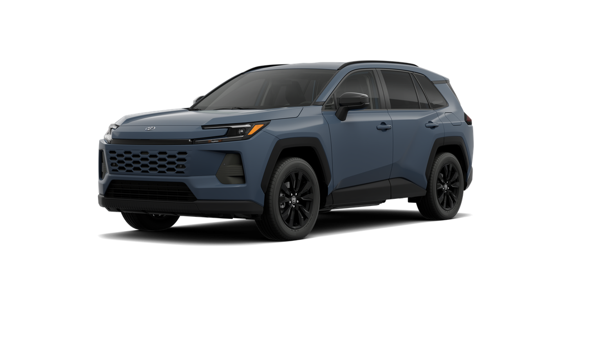 2026 Toyota RAV4 XLE Premium in Storm Cloud — front three-quarter view