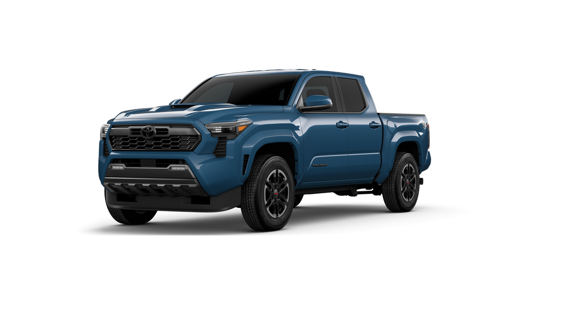2026 Toyota Tacoma TRD Sport in Heritage Blue — front three-quarter view