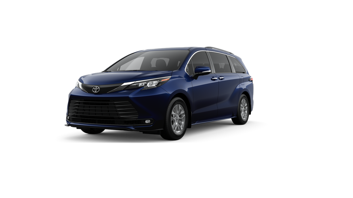 2026 Toyota Sienna XLE in Blueprint — front three-quarter view